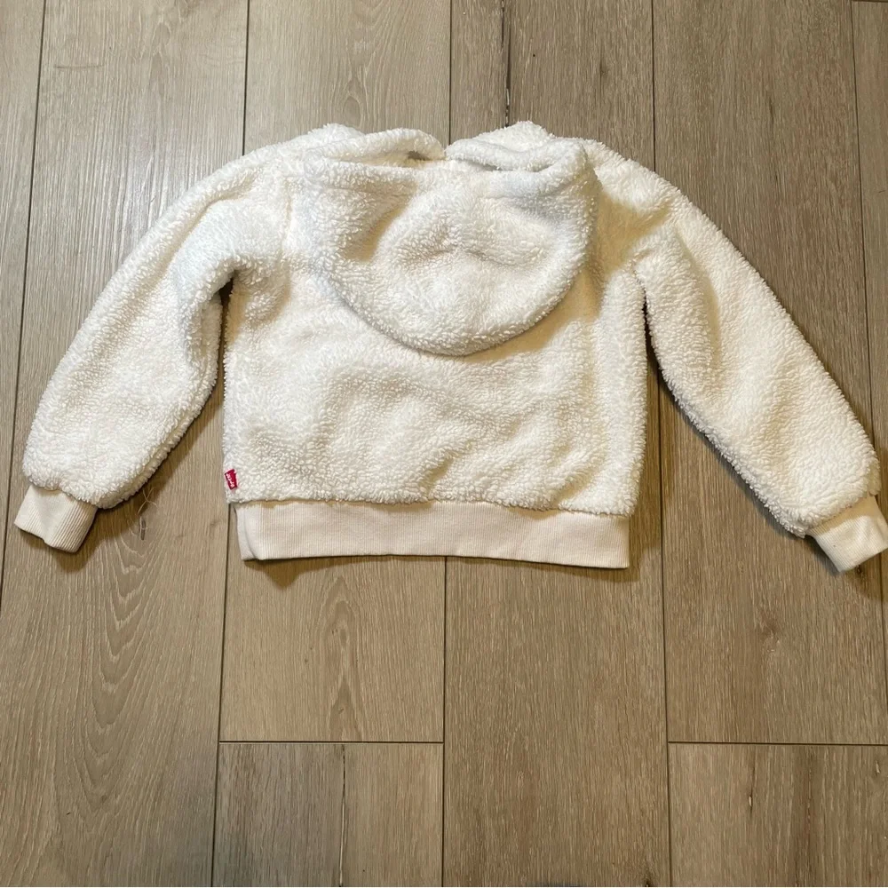 Levi's Hello‎ Kitty Sherpa Hoodie White Cozy Fleece Pullover Kids XS 4